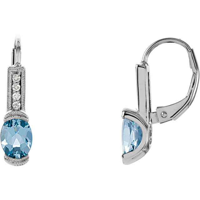 Classic and sophisticated, these aquamarine earrings are a lovely look any time. Fashioned in 14K white gold, each earring features a 7x5mm oval aquamarine gemstone. Polished to a brilliant shine.