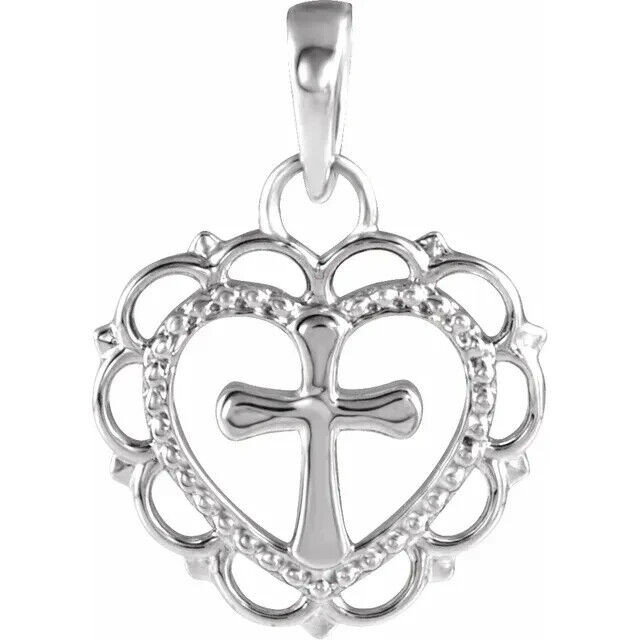 Showcase your faith and love for all things elegant with this stunning youth heart cross pendant.