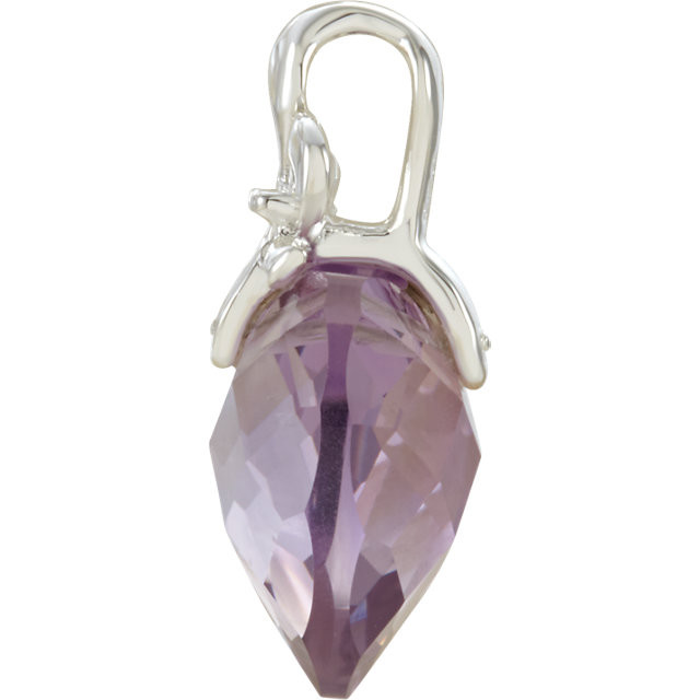 Amethyst with Fleur-de-lis Design Pendant In Sterling Silver with a bright polish to shine.