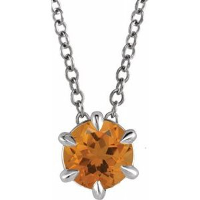 Crafted in platinum, this jewelry has a polished finish for eye-catching design. The necklace features a charming citrine gemstone to complete the look.