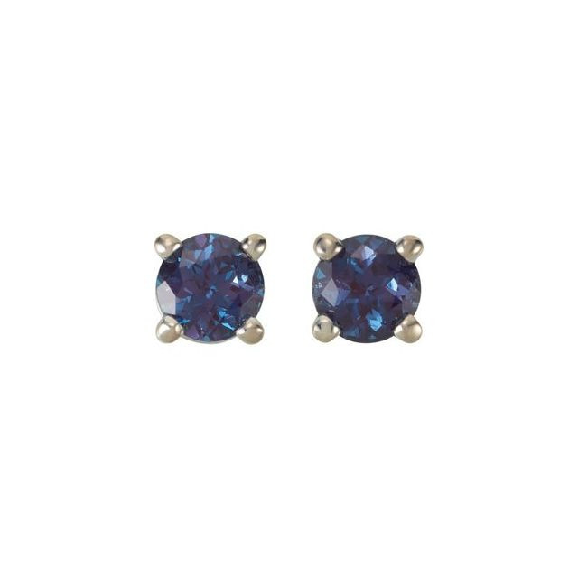 Mesmerizing with magical color, this pair of lab-grown alexandrite earrings make a stylish statement.