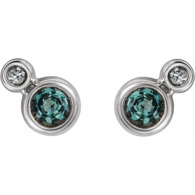 Mesmerizing with magical color, this pair of lab-grown alexandrite and diamond earrings make a stylish statement.