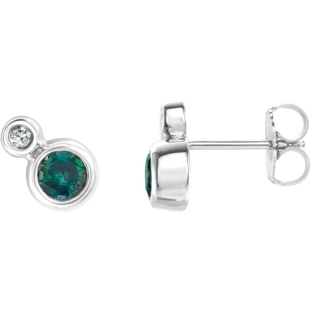 Mesmerizing with magical color, this pair of lab-grown alexandrite and diamond earrings make a stylish statement.