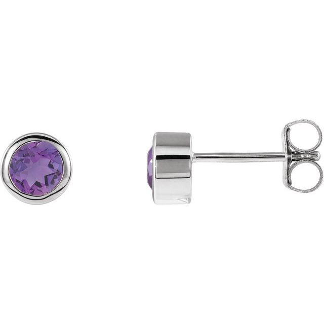 Add a splash of delightful color to your lobes with these platinum earrings adorned with sparking amethyst stones