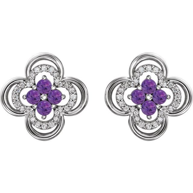 Add a splash of delightful color to your lobes with these platinum earrings adorned with sparking amethyst stones