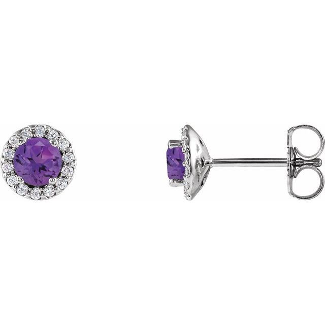 Add a splash of delightful color to your lobes with these platinum earrings adorned with sparking amethyst stones