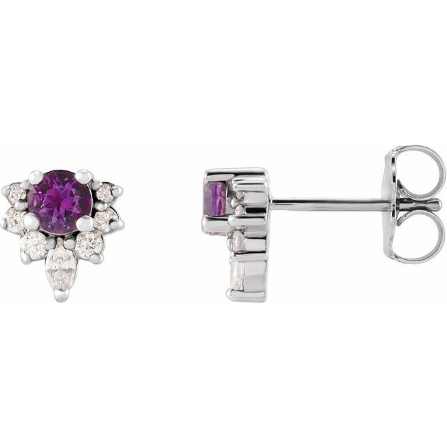 Add a splash of delightful color to your lobes with these platinum earrings adorned with sparking amethyst stones