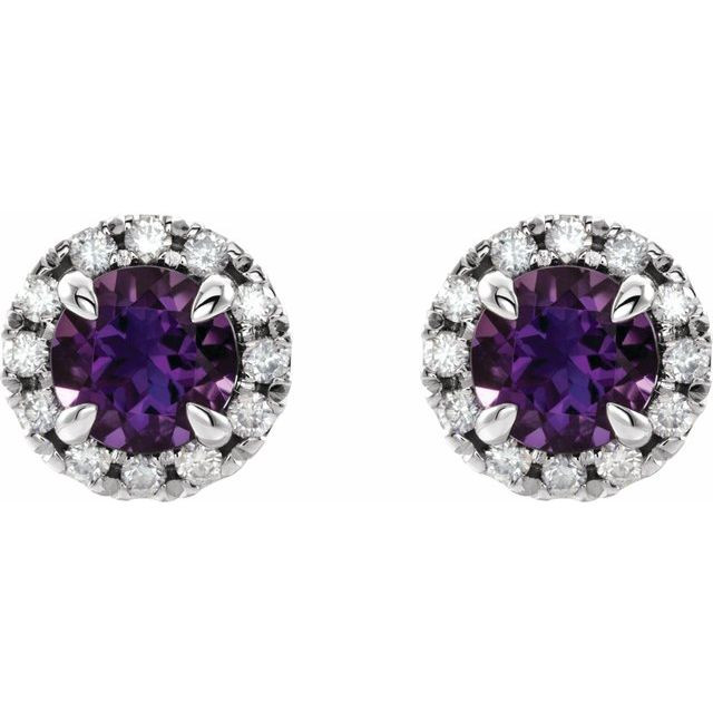 Add a splash of delightful color to your lobes with these platinum earrings adorned with sparking amethyst stones