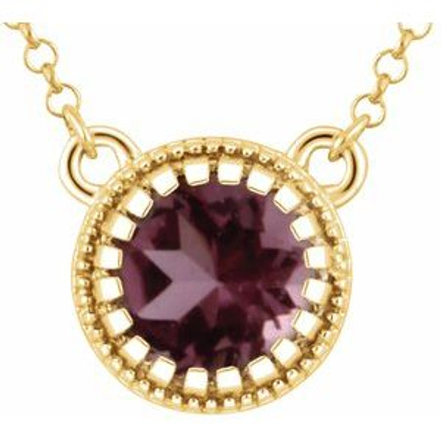 Regal and radiant, this exquisite fashion pendant was designed to captivate the October-born birthday girl. Crafted in cool 14K yellow gold, the eye is drawn to the mesmerizing 5.0mm round-shaped, pink tourmaline center stone. Polished to a brilliant shine, this pendant suspends from an 18.0-inch cable chain.