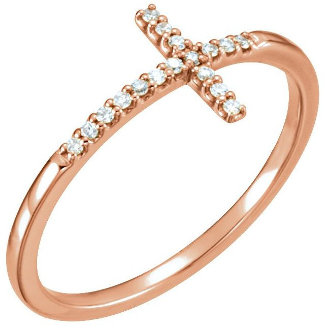 Faith meets fashion in this diamond sideways cross ring.