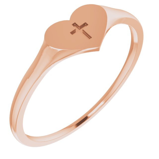 Faith meets fashion in this cross youth heart ring.