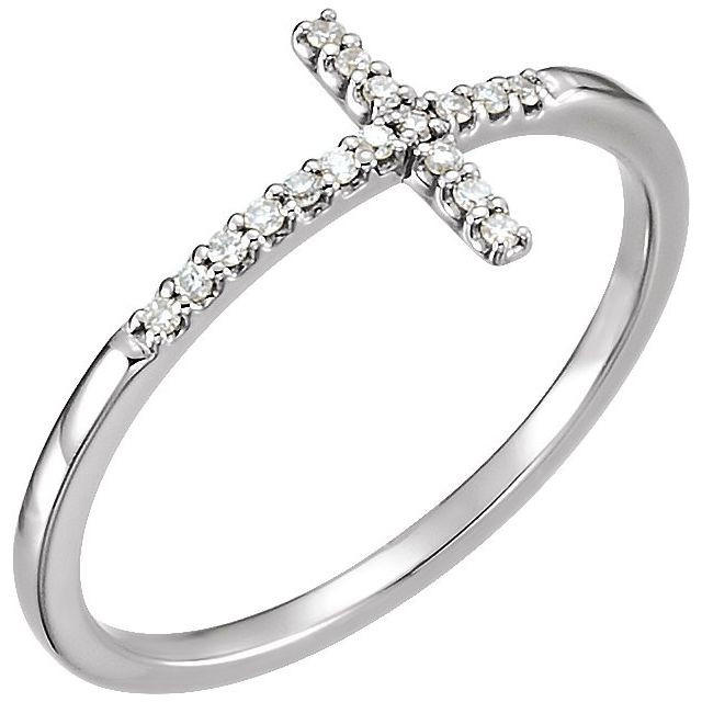 Faith meets fashion in this diamond sideways cross ring.