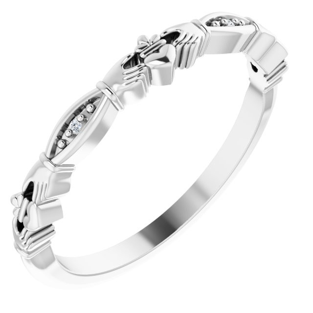 Faith meets fashion in this diamond claddagh ring.