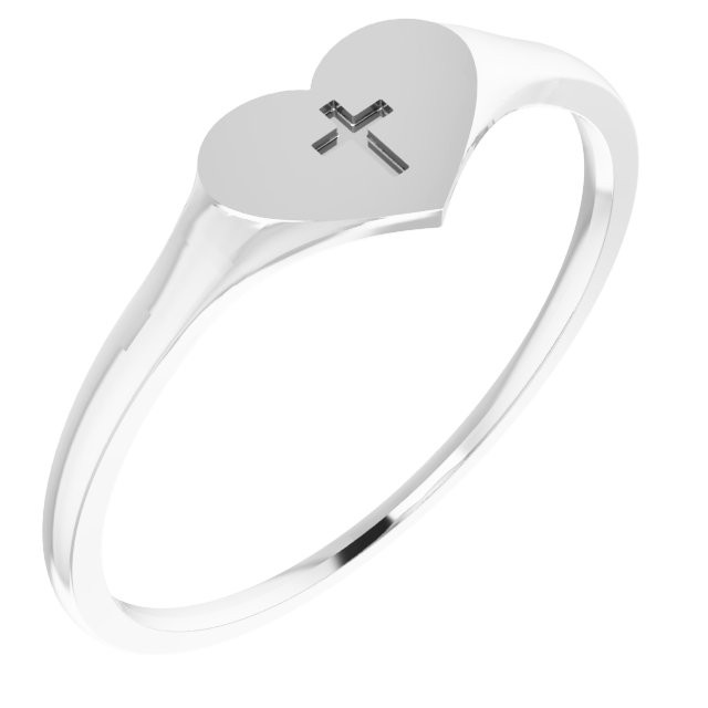 Faith meets fashion in this diamond cross youth heart ring.