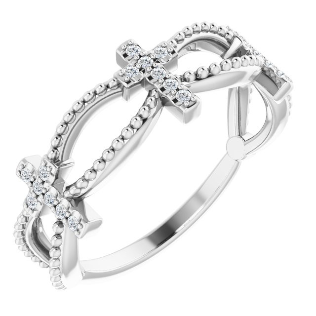 Faith meets fashion in this diamond stackable cross ring.