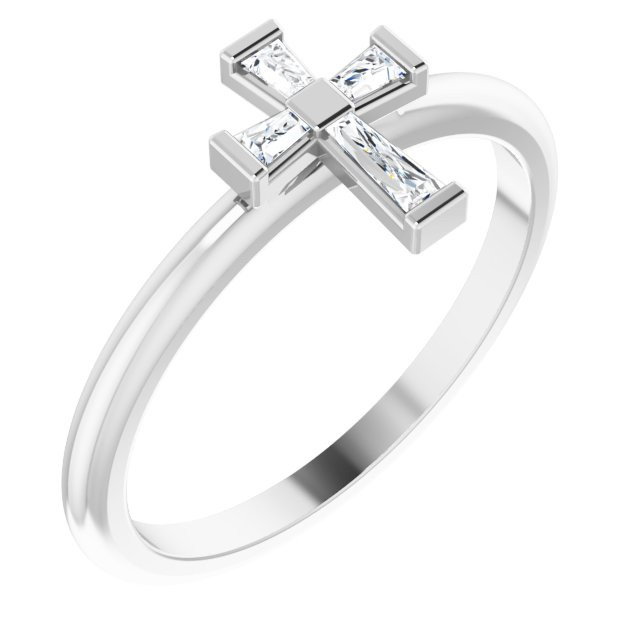 Faith meets fashion in this diamond stackable cross ring.