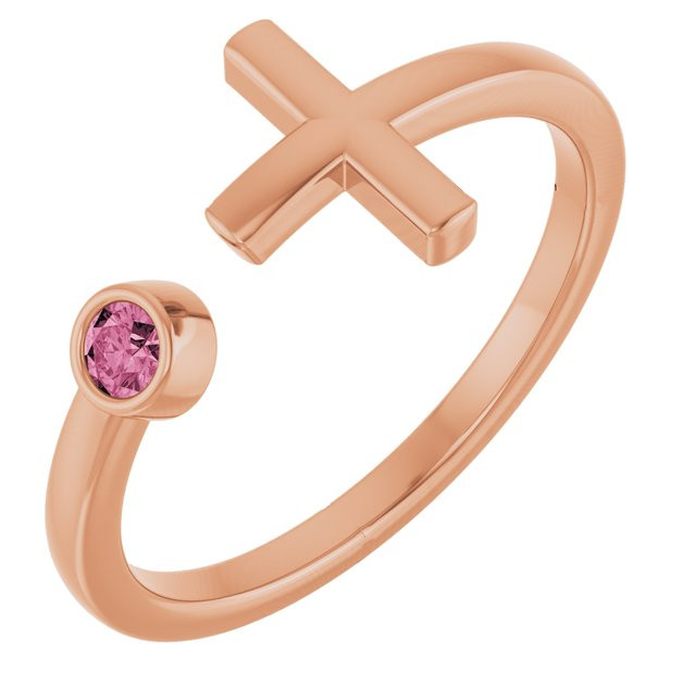 Express your faith with this 14k rose gold cross ring.