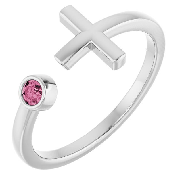 Share your faith when you wear this gemstone cross ring in 14k white gold.
