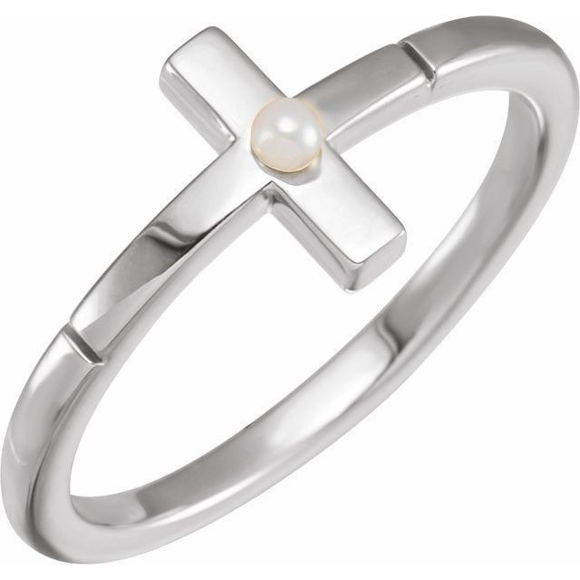Share your faith when you wear this gemstone cross ring in 14k white gold.