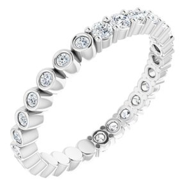 As bold as your love, this diamond eternity band adds sparkle to your celebration.