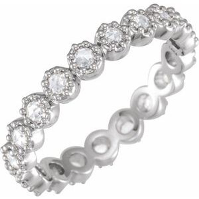 As bold as your love, this diamond eternity band adds sparkle to your celebration.