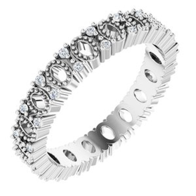 As bold as your love, this diamond eternity band adds sparkle to your celebration.