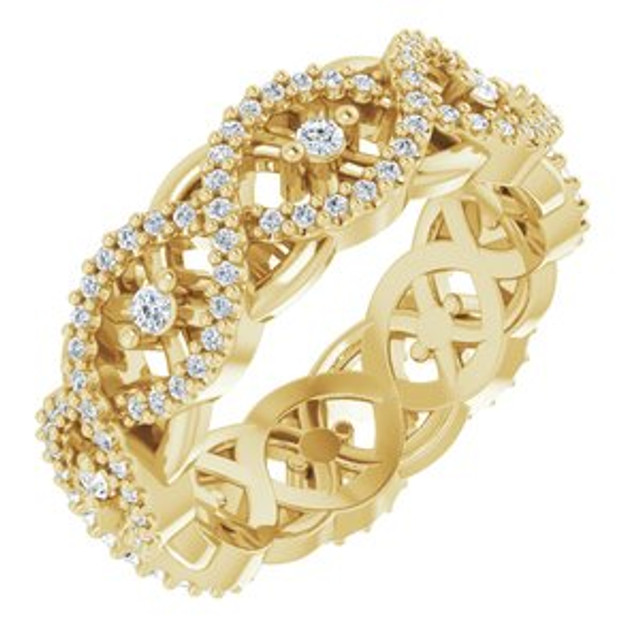 As bold as your love, this diamond eternity band adds sparkle to your celebration.