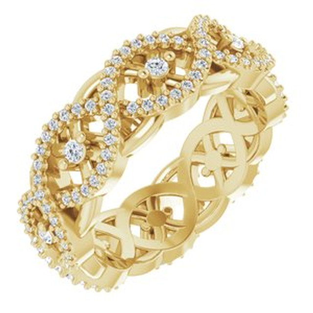 As bold as your love, this diamond eternity band adds sparkle to your celebration.