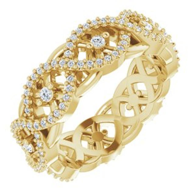 As bold as your love, this diamond eternity band adds sparkle to your celebration.