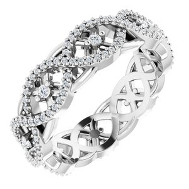 As bold as your love, this diamond eternity band adds sparkle to your celebration.