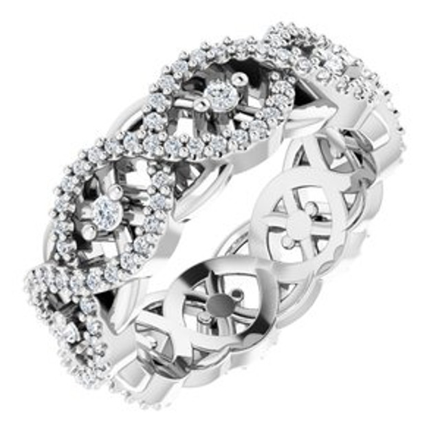 As bold as your love, this diamond eternity band adds sparkle to your celebration.