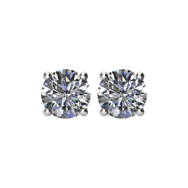 A beautifully matched pair of round brilliant diamonds secured with friction back posts for pierced ears.