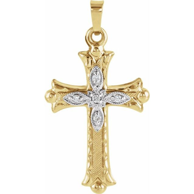 Display your faith with this high-polish diamond cross pendant designed in 14K yellow gold.