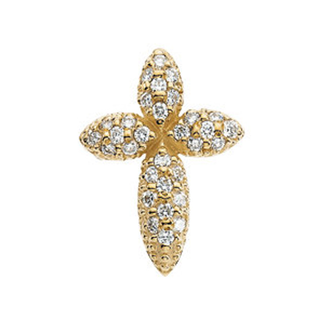 The perfect combination of sparkle and symbolism. This beautiful style cross pendant shines with the addition of round-cut diamonds (.29 ct. t.w.) in 14k yellow gold.