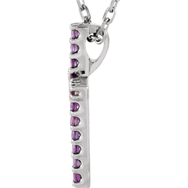 Inspiring and eye-catching, this sparkling Genuine Amethyst pendant showcases beautiful 14k white gold and matching 16" diamond cut cable chain necklace.