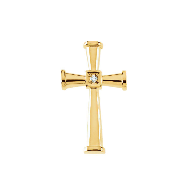 This 14K gold cross pendant has an elegant yet substantial design. Polished to a brilliant shine.