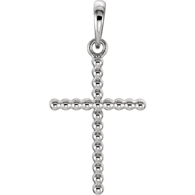 Faith inspired fashion featuring a beaded cross pendant has an elegant yet substantial design. Polished to a brillint shine.