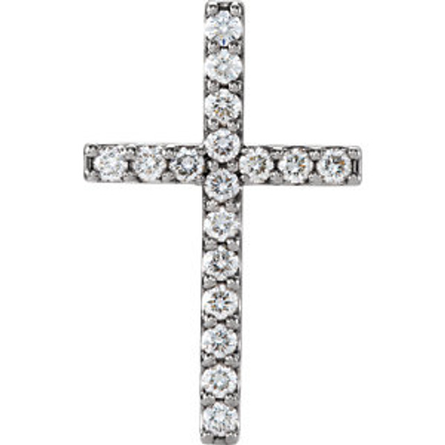 Love for religion is truly something to celebrate. Petite Diamond cross pendant in platinum. Radiant with 1/2 ct. tw. and polished to a brilliant shine.