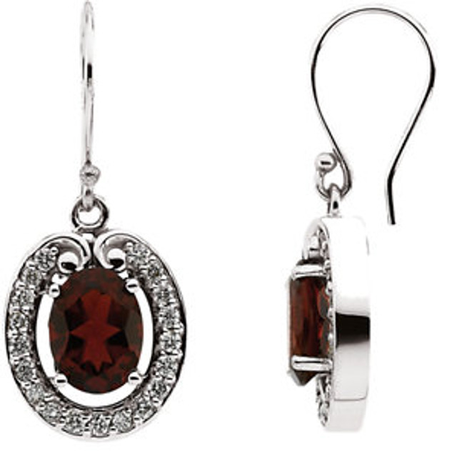 Mozambique Garnet & Diamond Earrings In 14k Yellow Gold measures 08.00x06.00mm in this perfectly essential pair of earrings.