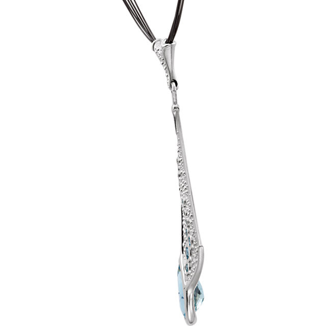 Simply stated but oh so stylish: a clean and crisp, pear-cut 12.00x09.00mm genuine blue topaz pendant in platinum.