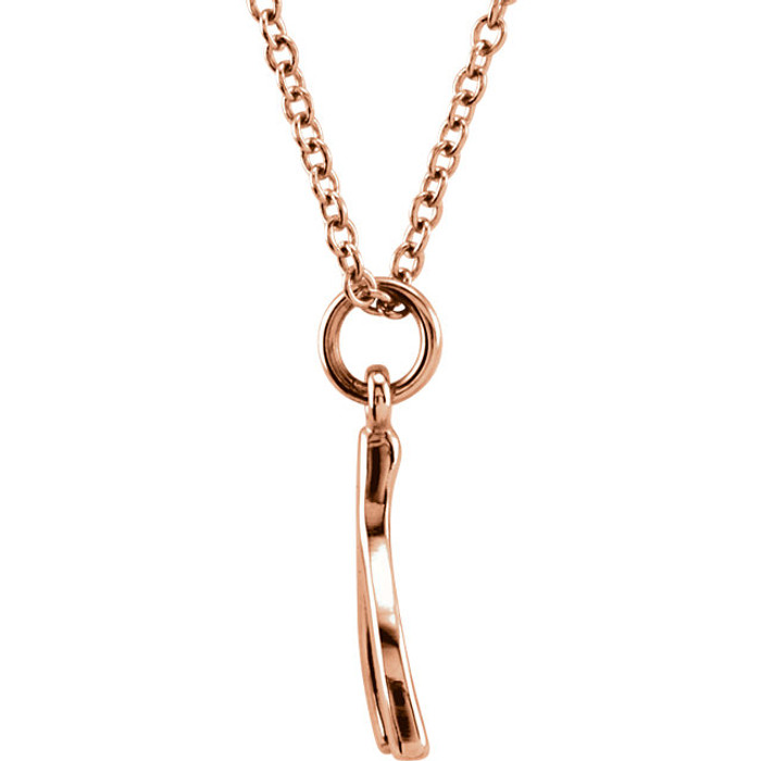 Tiny Posh Wishbone 18" Necklace In 14K Gold measures 11.85x6.80mm and has a bright polish to shine.