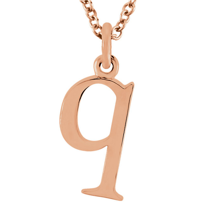 Casual and chic, a lower case initial necklace says a lot about your style. These 16-inch necklaces are available in 14kt white, yellow and rose gold.