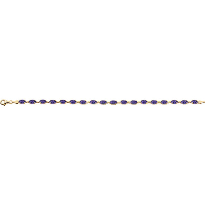 Brightly hued, this genuine amethyst bracelet is crafted in 14k yellow gold and features 18 oval amethyst gemstones.