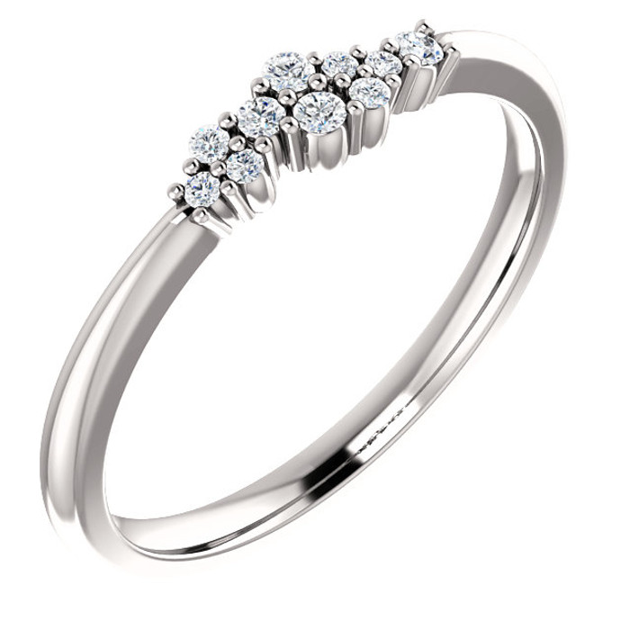 Beautifully designed platinum 1/10th Diamond Cluster Stackable ring.