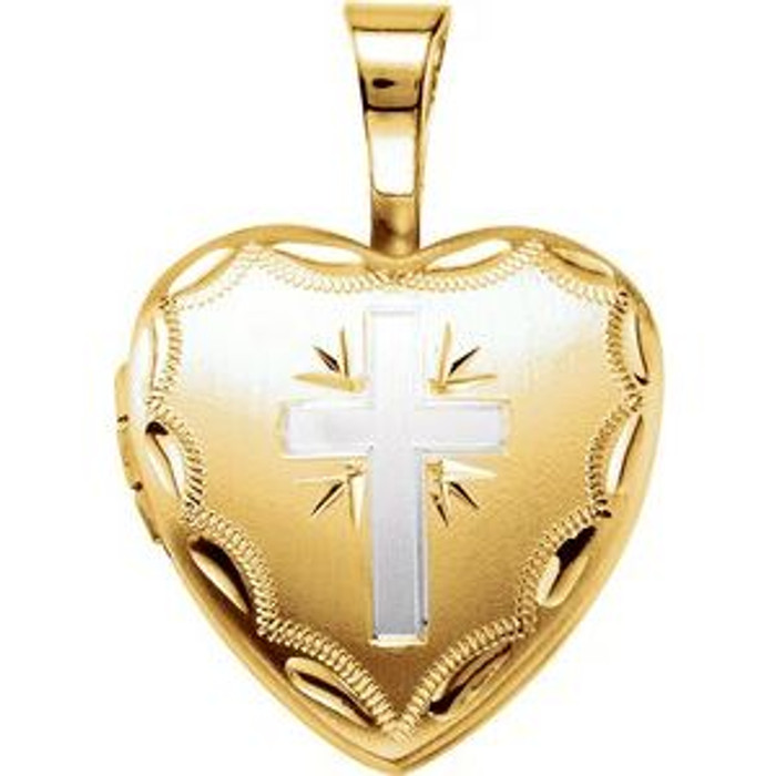 A sweet look, this locket is perfect for the one you love. Heart Cross Locket In 14K Yellow Gold-Plated Sterling Silver. Polished to a brilliant shine.