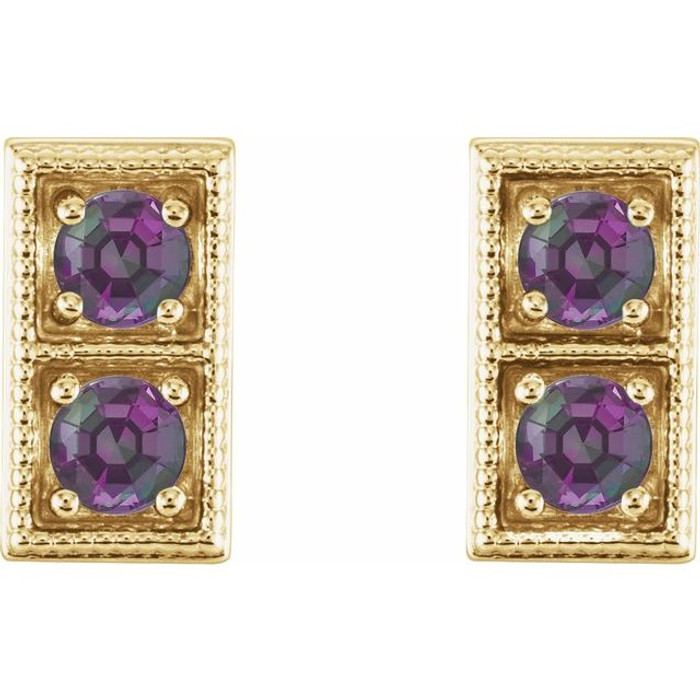 The perfect gift for her June birthday, these alexandrite earrings offer eye-catching style