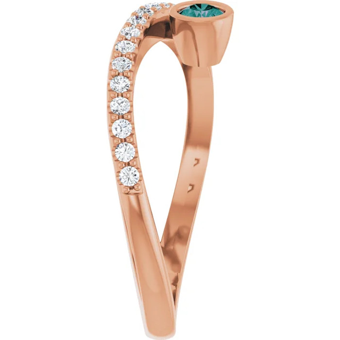 A colorful way to show your love, this alexandrite ring in 14k rose gold is the start of something beautiful.