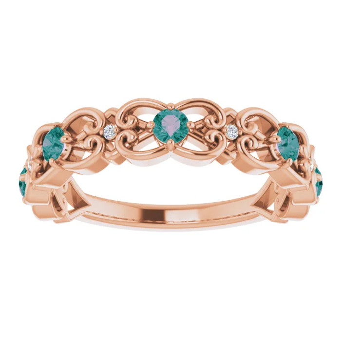 A colorful way to show your love, this alexandrite ring in 14k rose gold is the start of something beautiful.