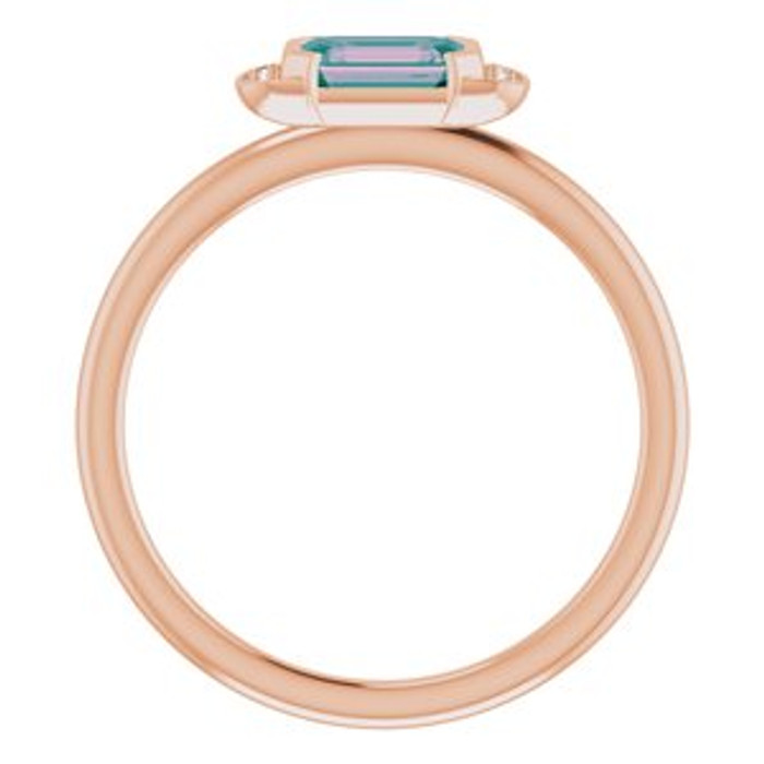 A colorful way to show your love, this alexandrite ring in 14k rose gold is the start of something beautiful.