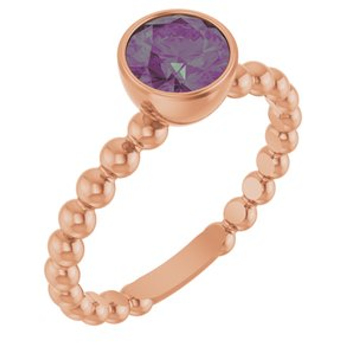 A colorful way to show your love, this alexandrite ring in 14k rose gold is the start of something beautiful.